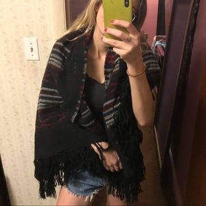 Oversized Black Red Stripe Blanket Scarf